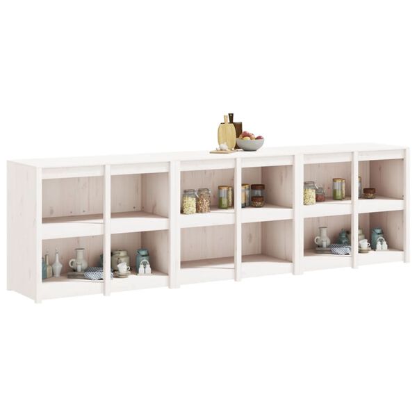 vidaXL Lauko virtuvės spintelės, 3vnt., baltos, pušies masyvas