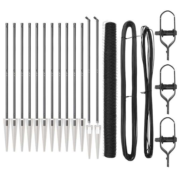 vidaXL Tvorelės stulpas Pilka 25 x 1,5 m (50 mm tinklas) Plienas