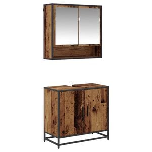 vidaXL Vonios baldų rinkinys 2 vnt. Senovinis medis 65 x 33 x 60 cm