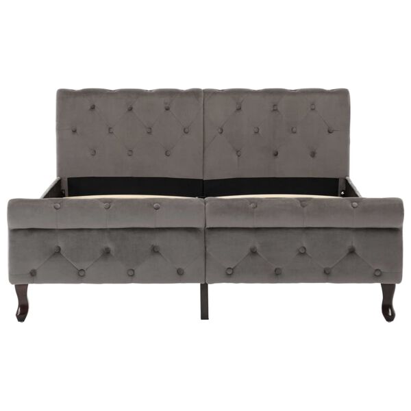 vidaXL Lovos rėmas, pilkos spalvos, 140x200cm, aksomas