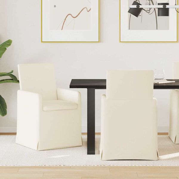 vidaXL Valgomojo kėdės su ratais 2 pcs Smėlio 57 x 67 x 95 cm Linas