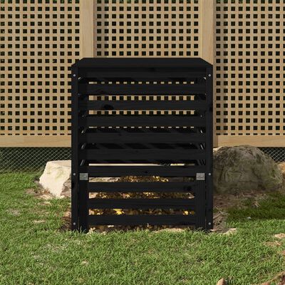 vidaXL Komposto dėžė, juoda, 82,5x82,5x99,5cm, pušies medienos masyvas