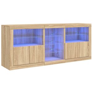 vidaXL &Scaron;oninė spintelė su LED lemputėmis, ąžuolo, 181,5x37x67cm