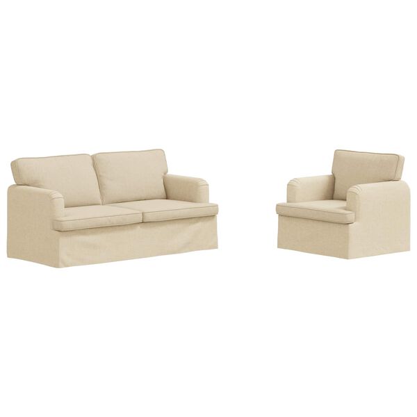 vidaXL Sofa 2 pcs Kreminė 162 x 80 x 85 cm audinys
