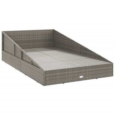 vidaXL Sodo gultas, pilkos spalvos, 110x200cm, poliratanas