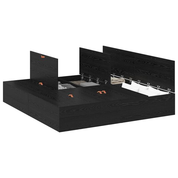 vidaXL Lova su daiktų laikymo vieta Juodas ąžuolas 200 x 200 cm