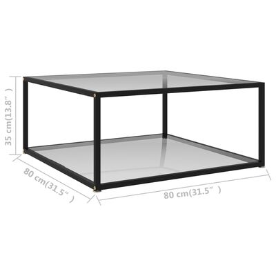 vidaXL Kavos staliukas, skaidrus, 80x80x35cm, grūdintas stiklas