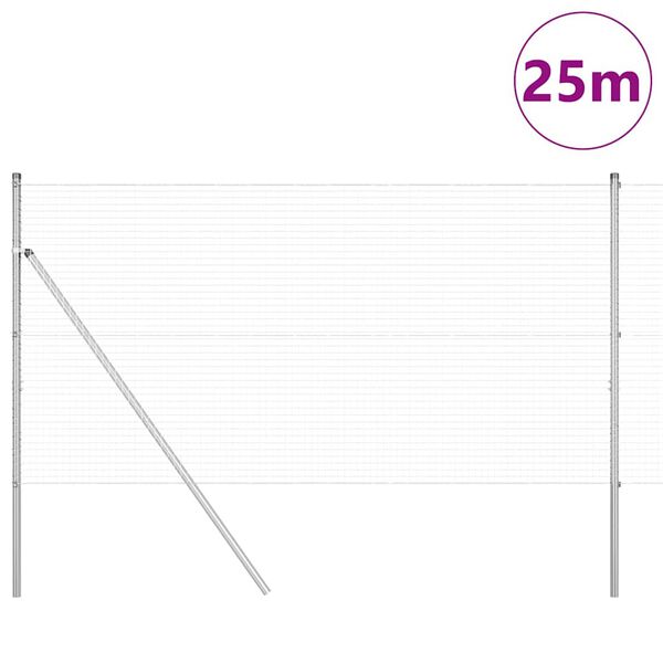 vidaXL Tvorelės stulpas Sidabro 25 x 1 m (25 x 25 mm tinklas) Plienas