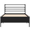 vidaXL Lovos rėmas, juodas, 90x190cm, apdirbta mediena ir metalas