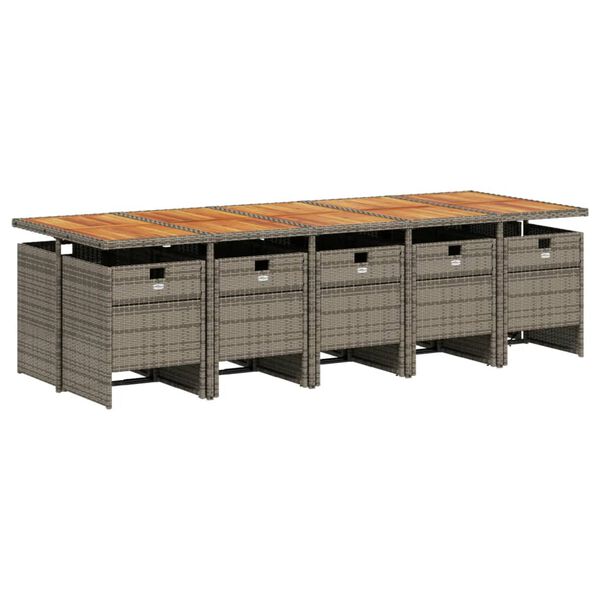 vidaXL Sodo komplektas su pagalvėlėmis, 11 dalių, pilkas, poliratanas