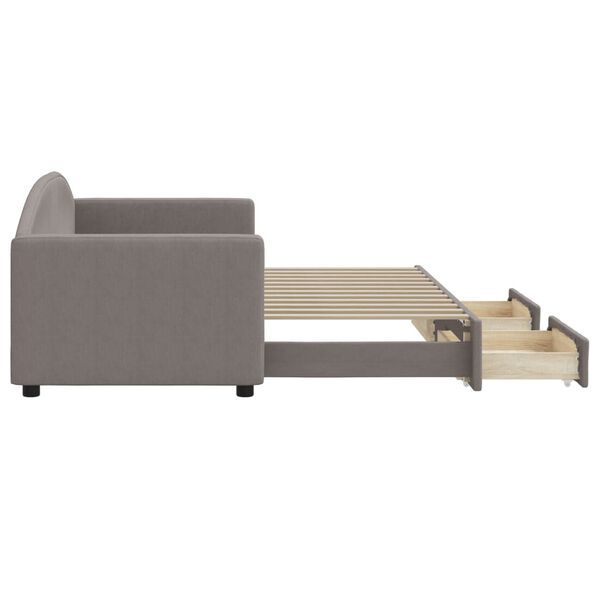 vidaXL Lova su i&scaron;traukiama dalimi/stalčiais, taupe, 80x200cm, audinys