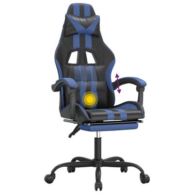 vidaXL Pasukama žaidimų kėdė su pakoja, juoda ir mėlyna, dirbtinė oda