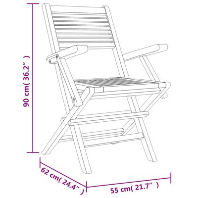 vidaXL Sulankstomos sodo kėdės, 6vnt., 55x62x90cm, tikmedžio masyvas