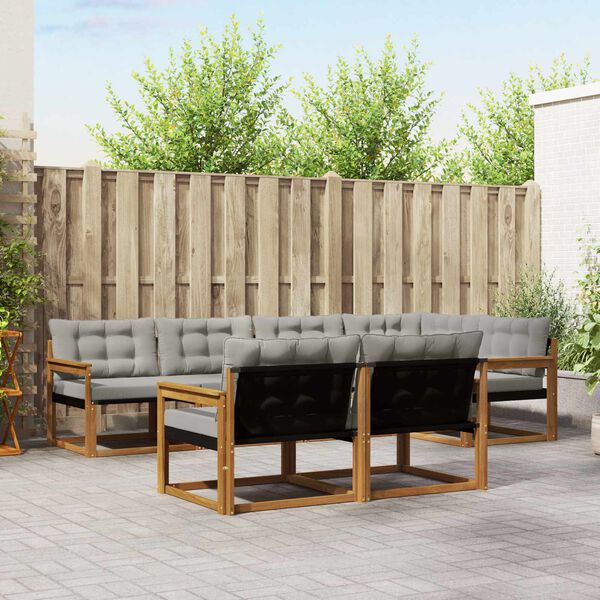 vidaXL Lauko sofos komplektas 7 pcs Natūrali ir &scaron;viesiai pilka