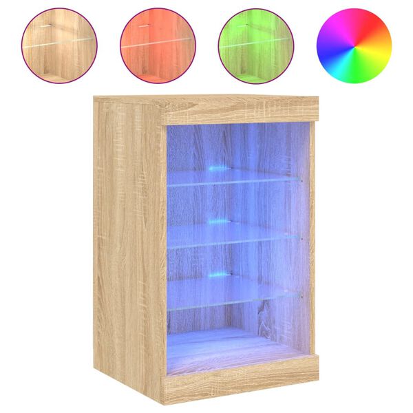 vidaXL Šoninė spintelė su LED lemputėmis, ąžuolo spalvos, 41x37x67cm