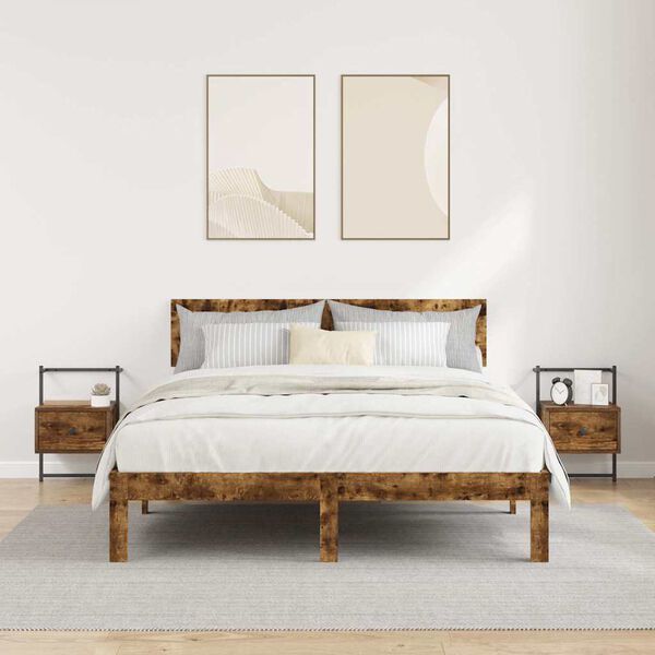 vidaXL Sieninės naktinės spintelės, 2vnt., dūminė, 35x30x51cm, mediena