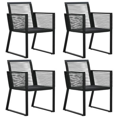 vidaXL Sodo kėdės, 4vnt., juodos spalvos, ratanas, iš virvučių