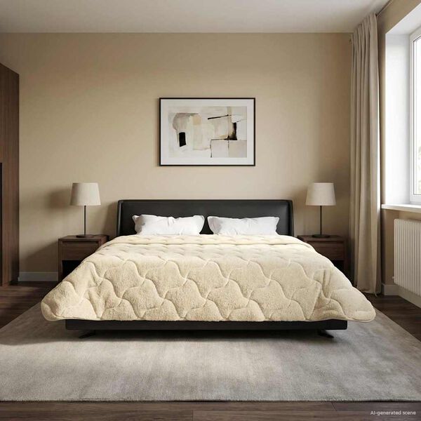 vidaXL Žiemos antklodė Tik&scaron;tas Kreminė 220 x 240 cm