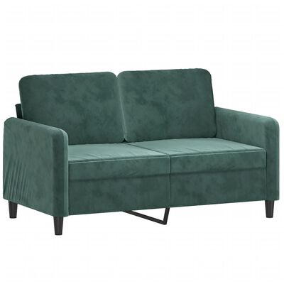 vidaXL Dvivietė sofa su pagalvėlėmis, tamsiai žalia, 120cm, aksomas