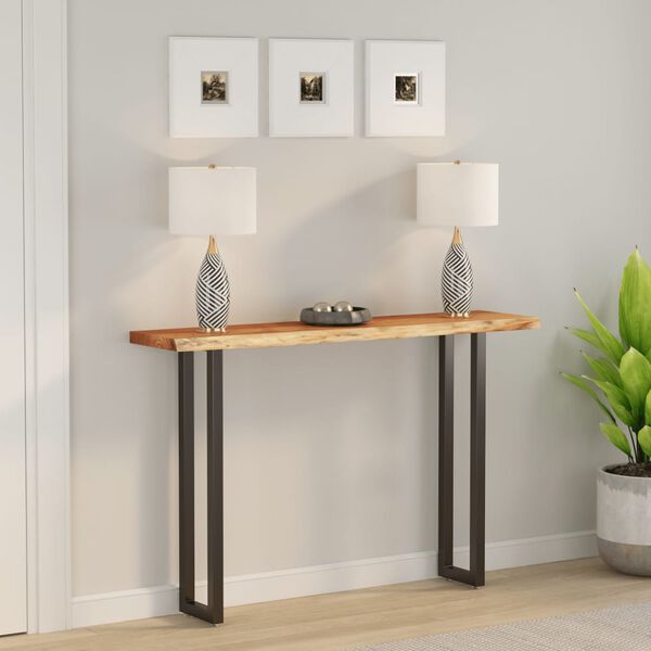 vidaXL Stalvir&scaron;is, 140x30x3,8cm, akacijos masyvas, su gyvu kra&scaron;tu