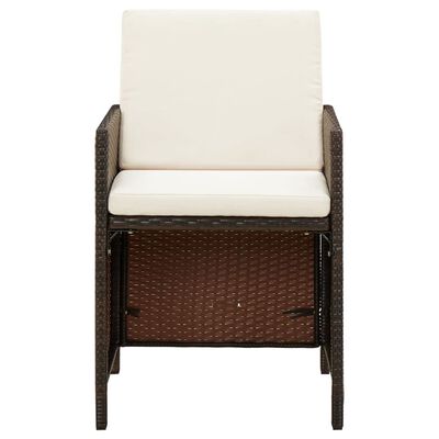 vidaXL Sodo kėdės su pagalvėlėmis, 4vnt., rudos spalvos, poliratanas