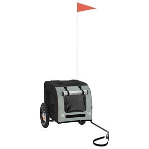 vidaXL Dviračio priekaba augintiniams, pilka/juoda, audinys/geležis