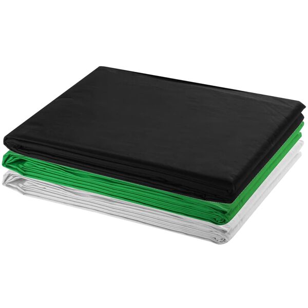 vidaXL Fotostudijos kompl. su 3 medviln. fonais ir regul. rėmu, 3x6m