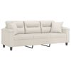vidaXL Trivietė sofa su pagalvėmis, kreminė, 180cm, dirbtinė oda
