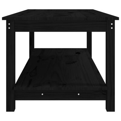 vidaXL Kavos staliukas, juodas, 110x55x45cm, pušies medienos masyvas