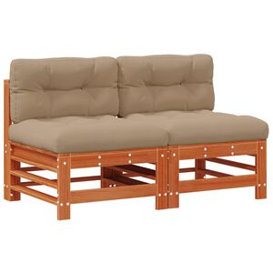 vidaXL Sodo vidurinė sofa Tvirtas pu&scaron;ies medis Va&scaron;ko Ruda