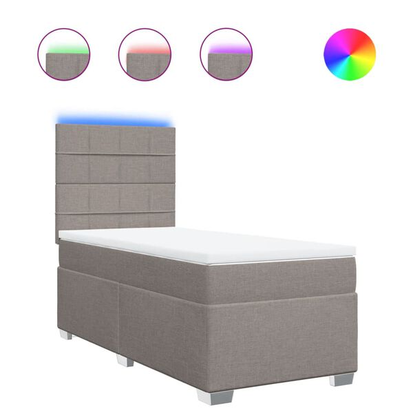 vidaXL Lova su spyruoklėmis ir čiužiniu, taupe, 100x200cm, audinys