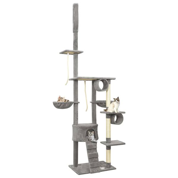 vidaXL Draskyklė katėms iki lubų, pilkos spalvos, 220-240cm