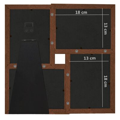 vidaXL Rėmelis-koliažas, tamsiai rudas, 4x(13x18cm) nuotraukoms