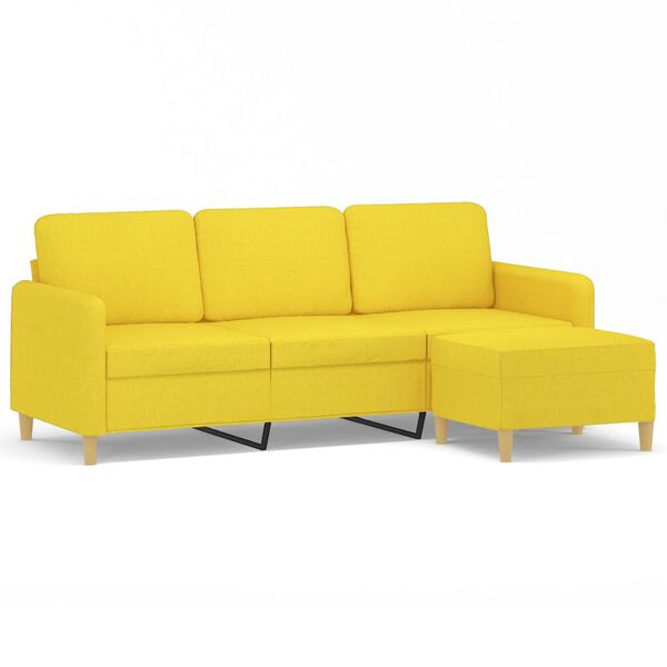 vidaXL Trivietė sofa su pakoja, &scaron;viesiai geltona, 180cm, audinys
