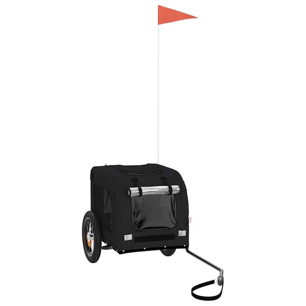 vidaXL Dviračio priekaba augintiniams, juoda, oksfordo audinys/geležis