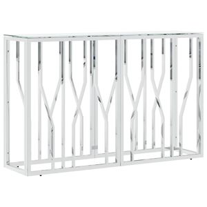 vidaXL Konsolinis staliukas, sidabrinis, 110x30x70cm, plienas/stiklas