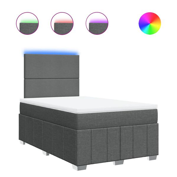 vidaXL Lova su spyruoklėmis ir čiužiniu, tamsiai pilka, 120x200 cm