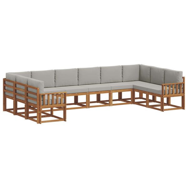 vidaXL Lauko sofos komplektas 10 pcs Natūrali ir &scaron;viesiai pilka