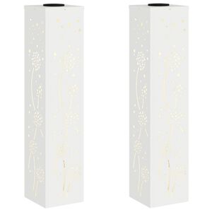 vidaXL Saulės LED &scaron;aligatvio &scaron;viesa 2 vnt. &Scaron;ilta balta 18 x 18 x 80 cm