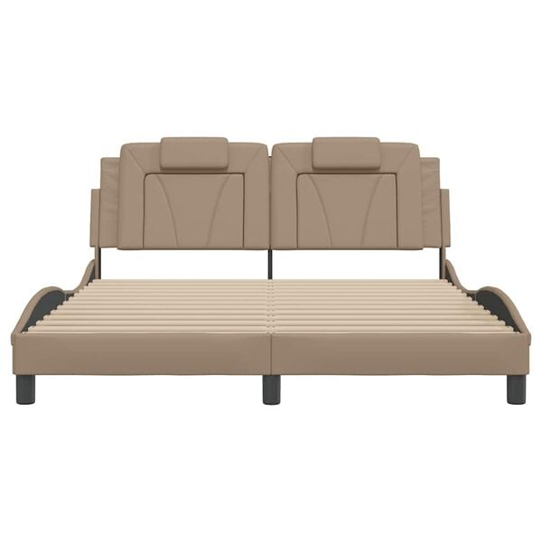 vidaXL Lovos rėmas, Viana, be čiužinio, kapučino , 160x200cm, dirbtinė oda