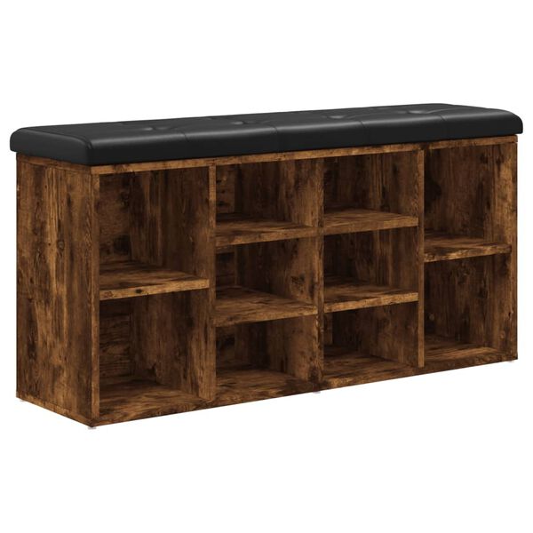 vidaXL Batų suoliukas, dūminio ąžuolo, 102x32x50cm, apdirbta mediena