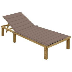 vidaXL Saulės gultas su taupe spalvos čiužinuku, impregnuota pu&scaron;is
