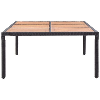 vidaXL Sodo stalas, juodas, 200x150x74cm, poliratanas ir akacija