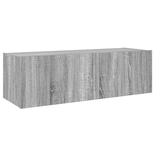 vidaXL Sieninė TV spintelė su LED lemputėmis, pilka, 100x35x31cm