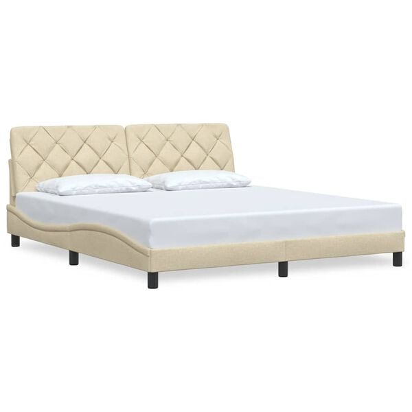 vidaXL Lovos rėmas be čiužinio, kreminės spalvos, 180x200cm, audinys