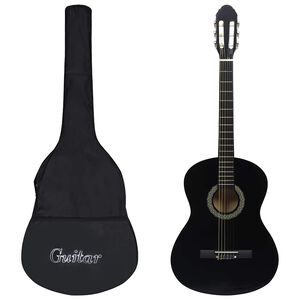 vidaXL Klasikinė gitara su dėklu pradedantiesiems, juoda, 4/4 39
