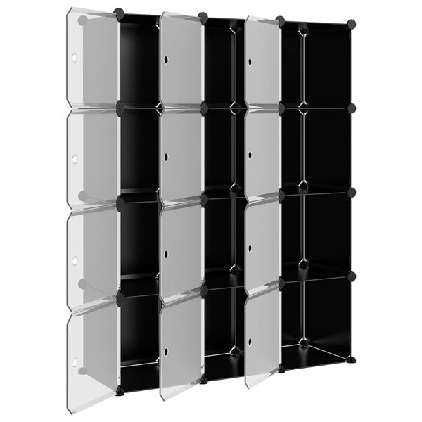 vidaXL Storage Cube Organizer su 12 kubelių ir durelėmis Black PP