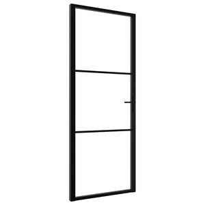 vidaXL Vidaus durys, juodos, 76x201,5cm, ESG stiklas ir aliuminis