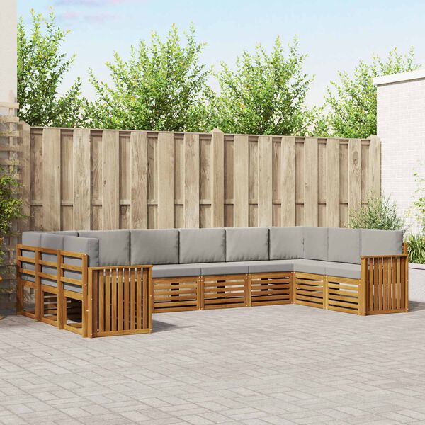 vidaXL Sekcijos sofų komplektas 10 pcs Natūrali ir &scaron;viesiai pilka