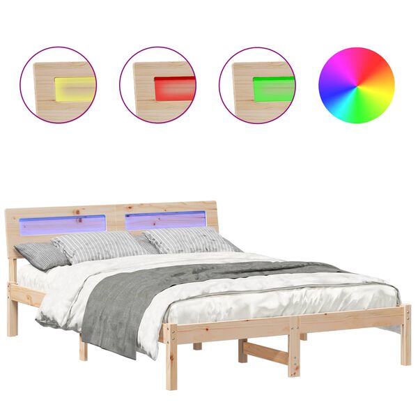 vidaXL Lovos rėmas Ruda 135 x 190 cm Kietos pu&scaron;ies mediena